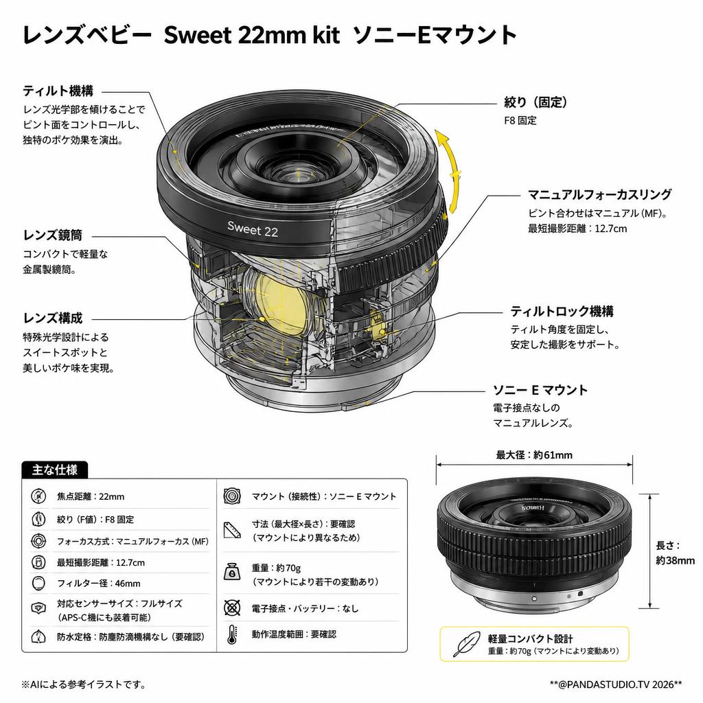レンズベビー Sweet 22mm kit  ソニーEマウント スペック