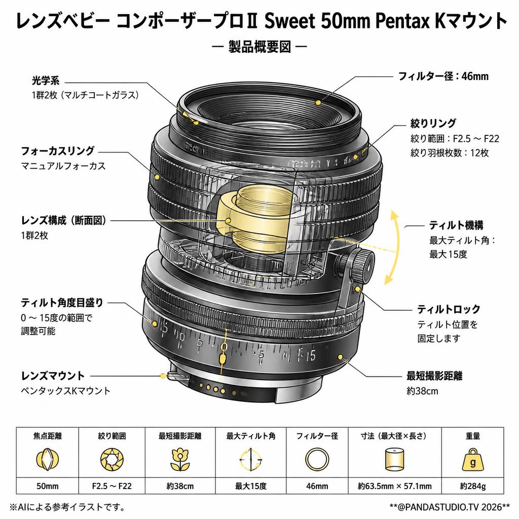 レンズベビー コンポーザープロⅡ Sweet 50mm Pentax Kマウント スペック