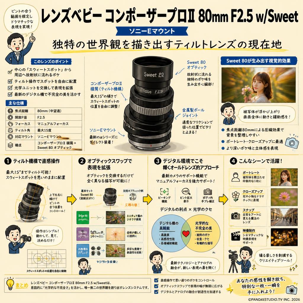レンズベビー コンポーザープロⅡ 80mm F2.5 w/Sweet ソニーEマウント 概要
