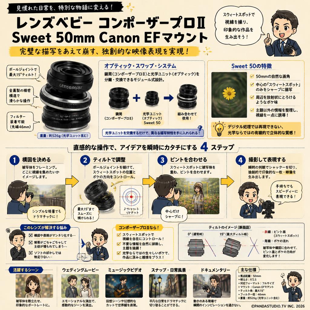 レンズベビー コンポーザープロⅡ Sweet 50mm Canon EFマウント 概要