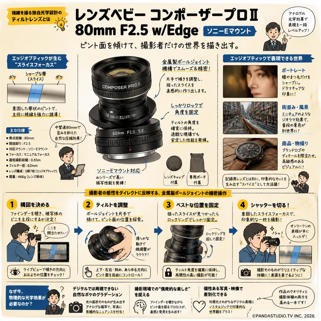 レンズベビー コンポーザープロⅡ 80mm F2.5 w/Edge  ソニーEマウント 概要