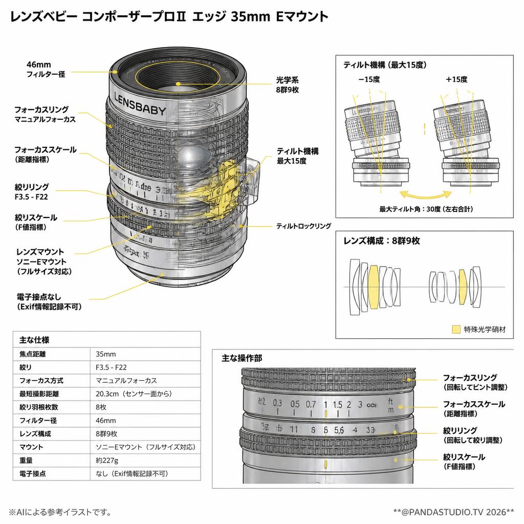 レンズベビー コンポーザープロⅡ エッジ 35mm Eマウント スペック