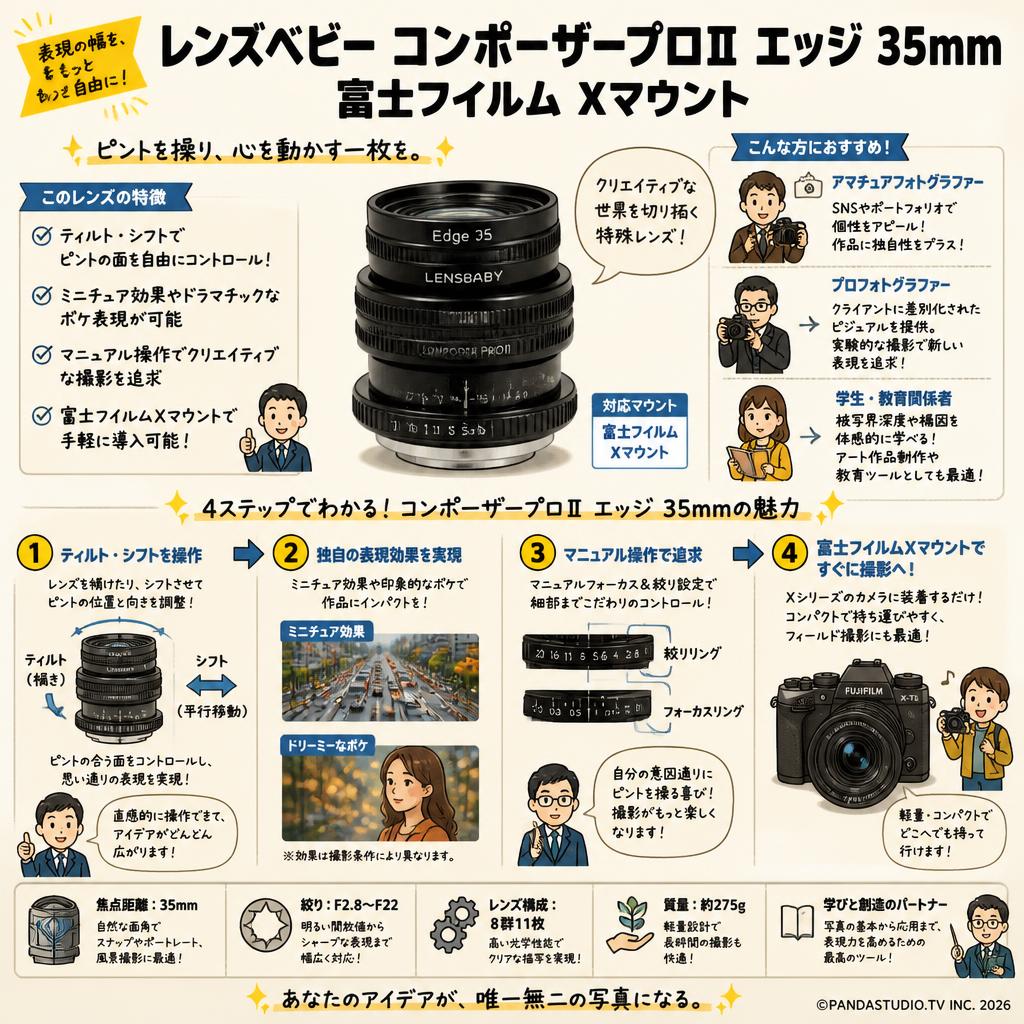 レンズベビー コンポーザープロⅡ エッジ 35mm 富士フイルム Xマウント おもな対象のお客様