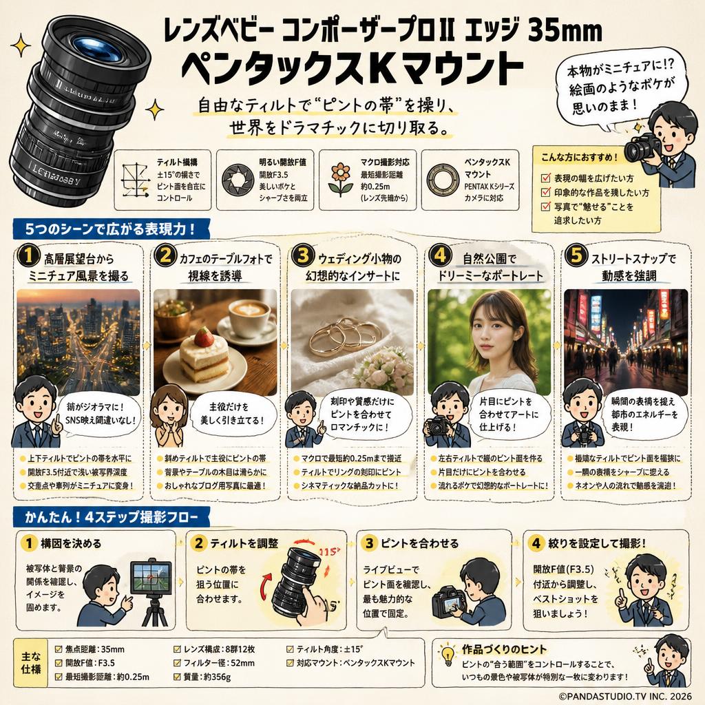 レンズベビー コンポーザープロⅡ エッジ 35mm ペンタックスKマウント 用途