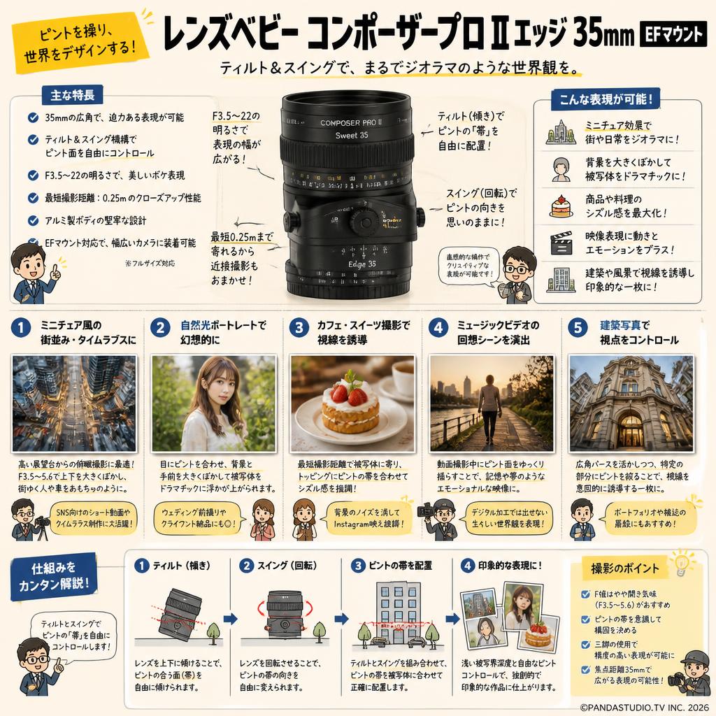 レンズベビー コンポーザープロⅡ エッジ 35mm EFマウント 用途
