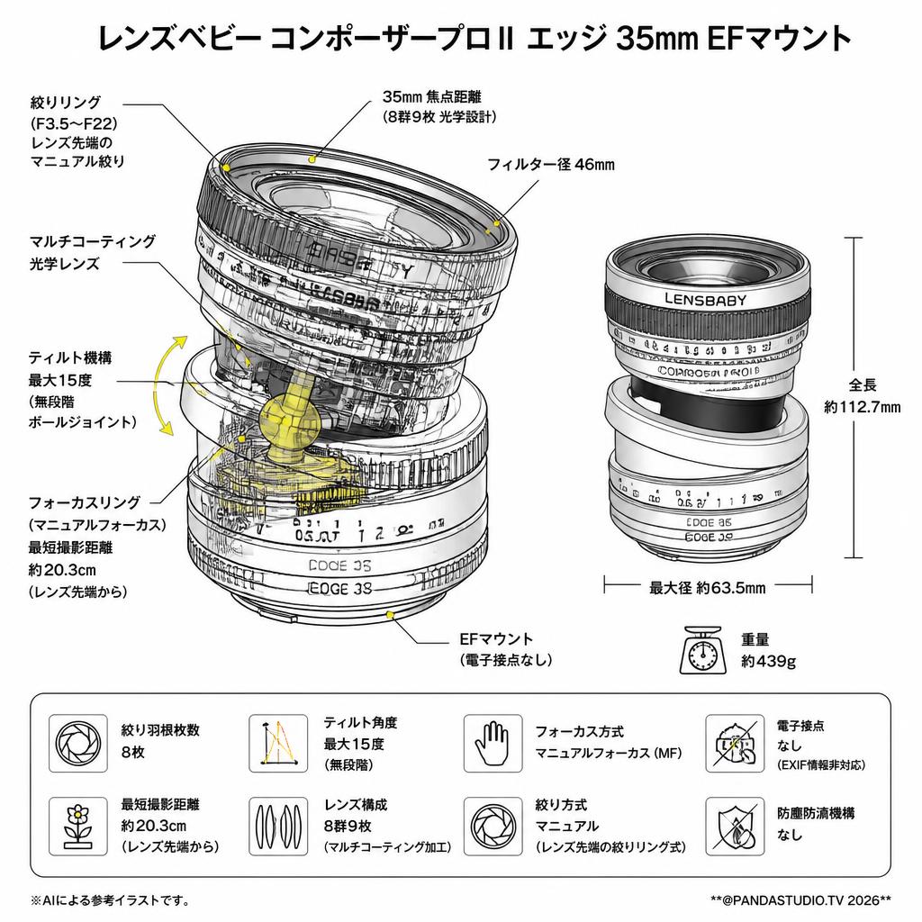 レンズベビー コンポーザープロⅡ エッジ 35mm EFマウント スペック