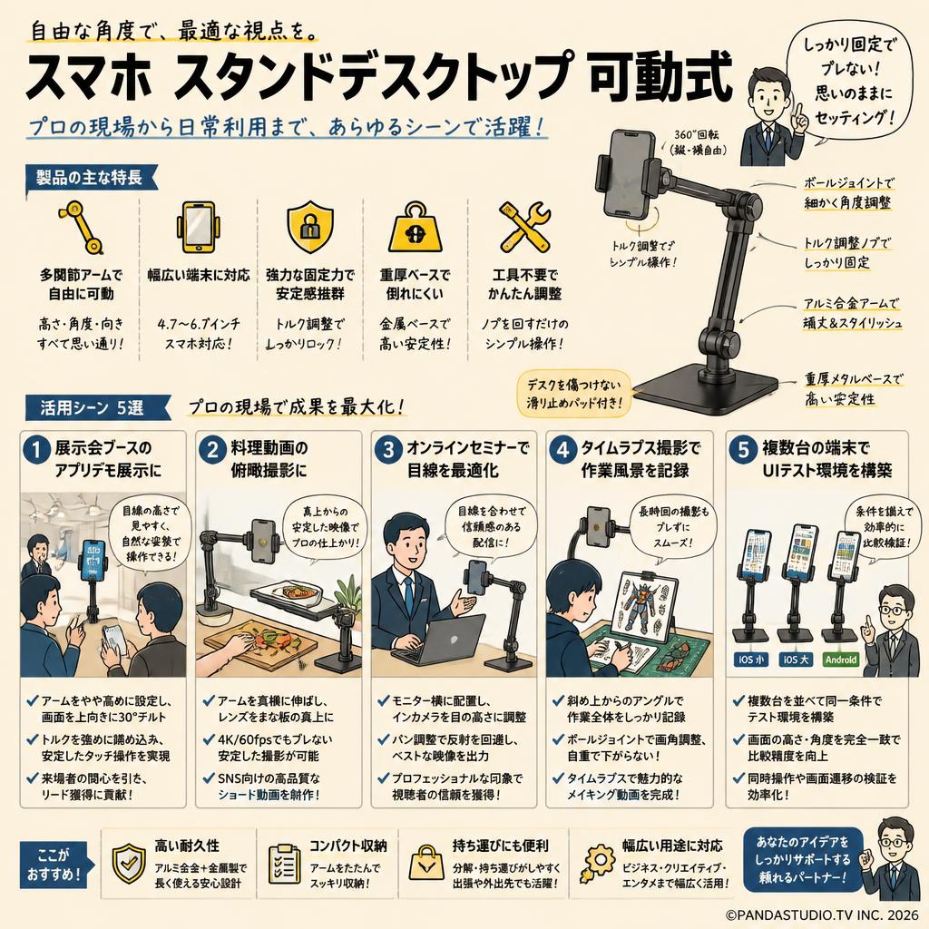 スマホ スタンドデスクトップ 可動式 用途