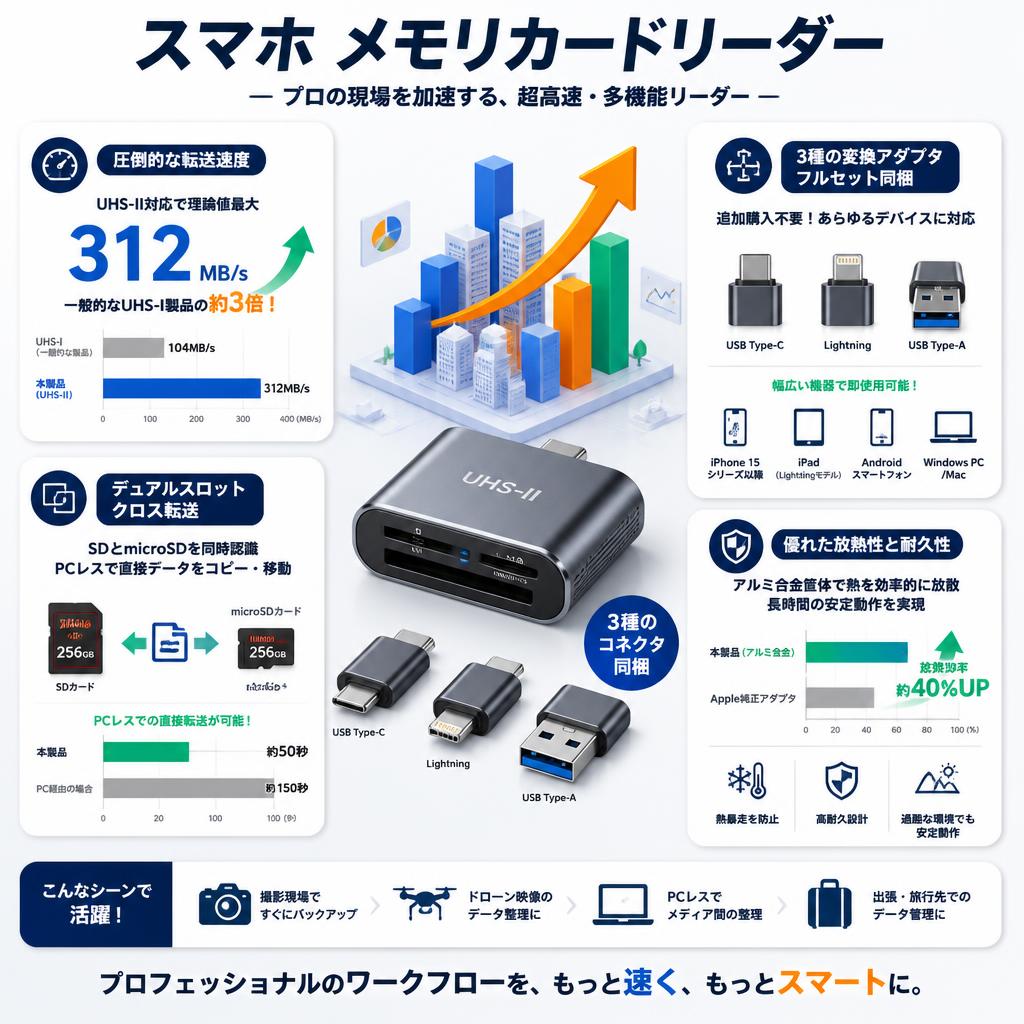 スマホ メモリカードリーダー セールスポイント