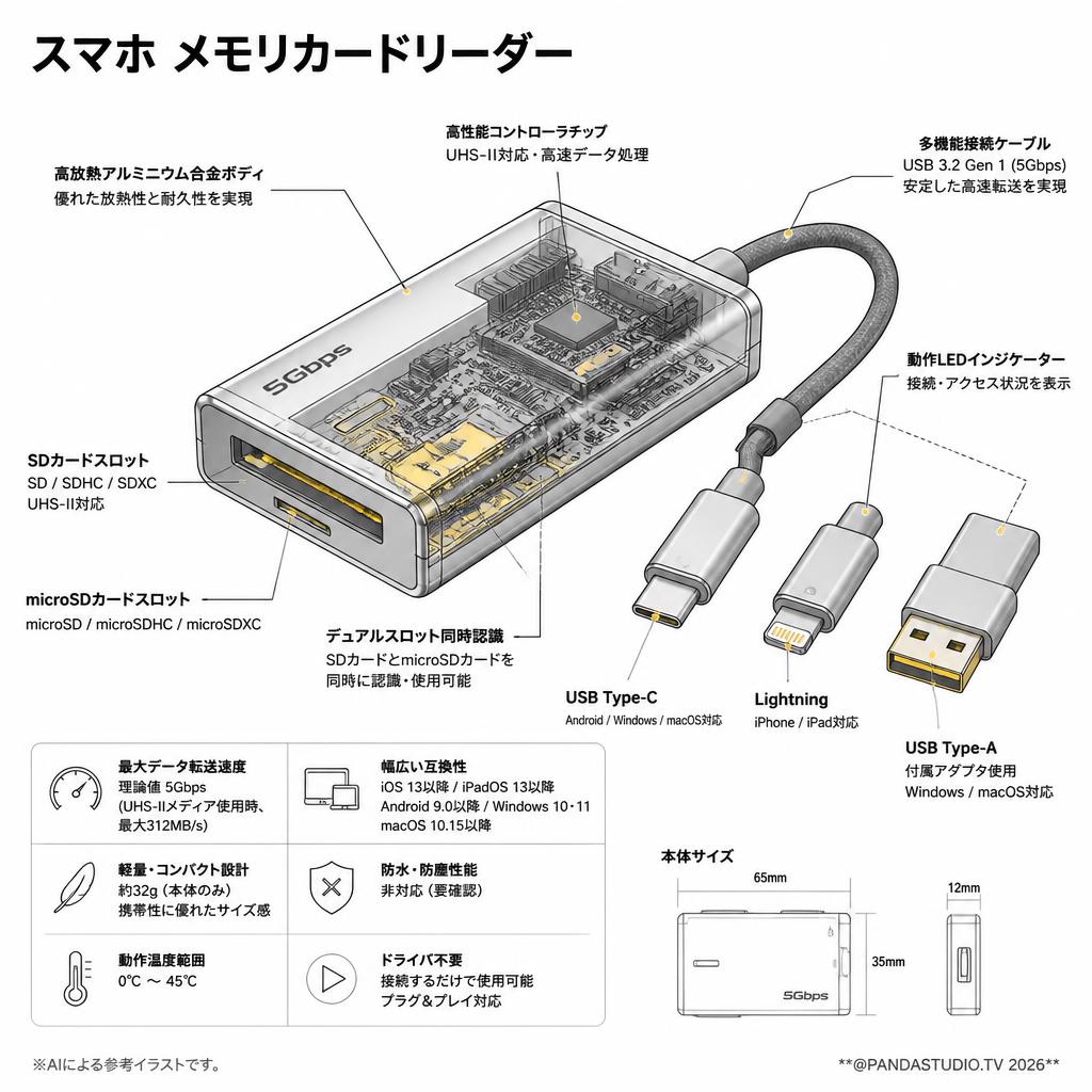 スマホ メモリカードリーダー スペック