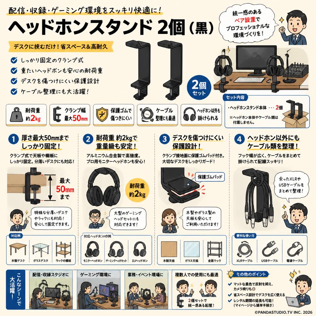 ヘッドホンスタンド 2個 (黒 ) FAQ（よくある質問と答え）