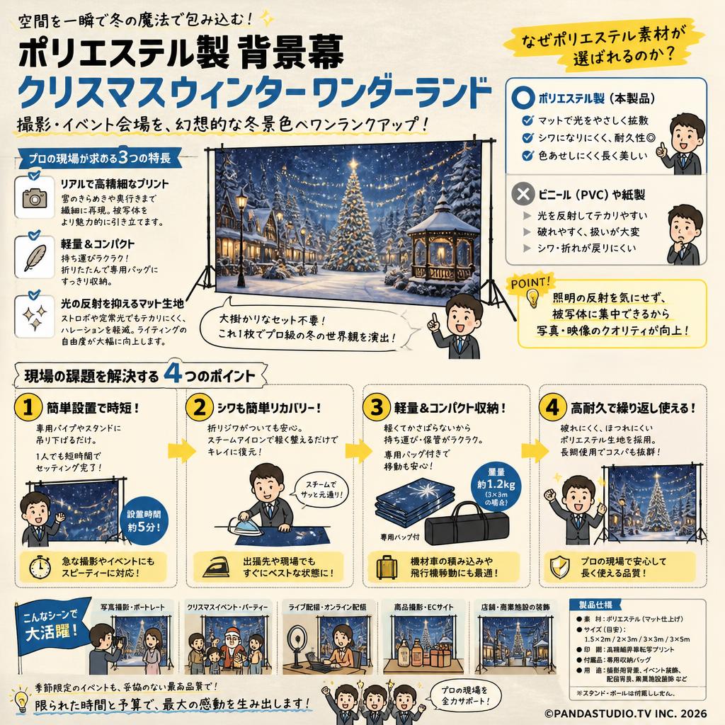 ポリエステル製 背景幕 クリスマスウィンターワンダーランド 概要