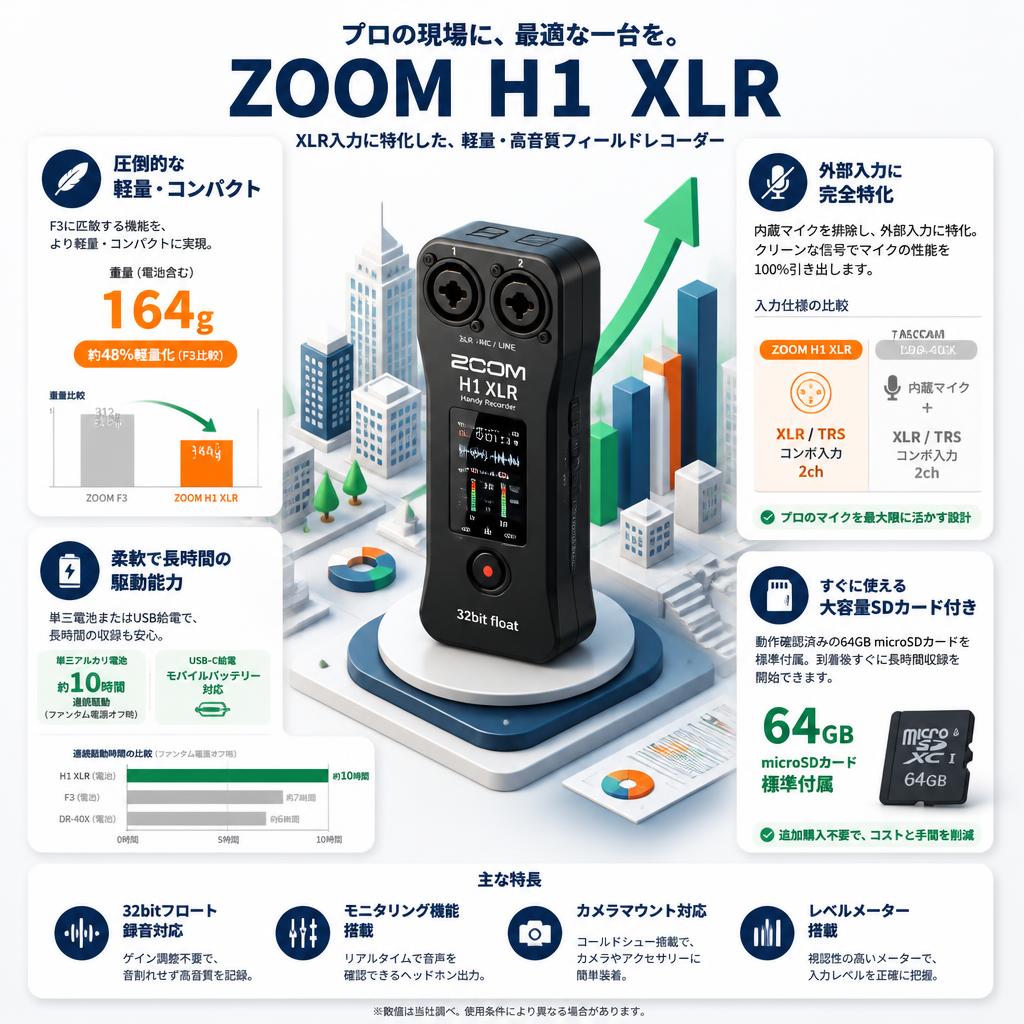 ZOOM H1 XLR セールスポイント