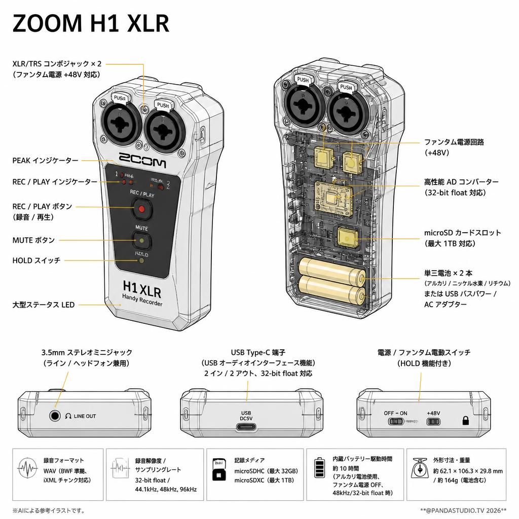 ZOOM H1 XLR スペック