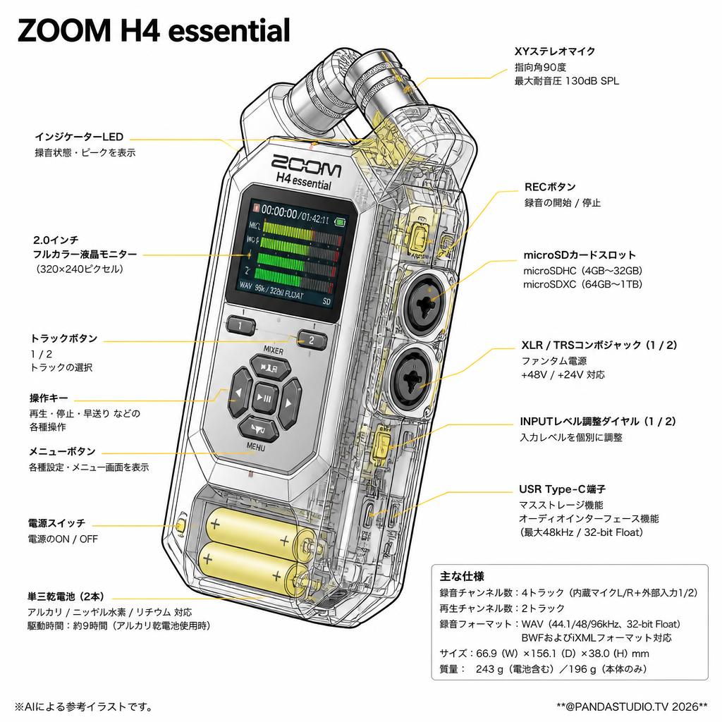 ZOOM H4 essential スペック