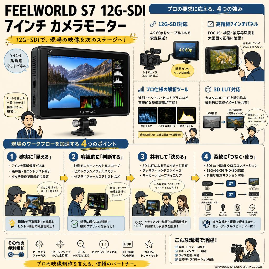 FEELWORLD S7 12G-SDI 7インチ カメラモニター 概要