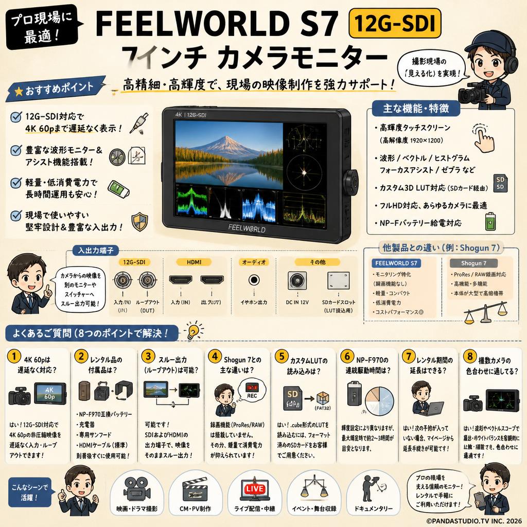 FEELWORLD S7 12G-SDI 7インチ カメラモニター FAQ（よくある質問と答え）