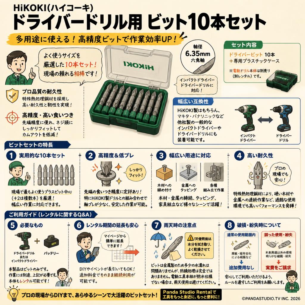 HiKOKI(ハイコーキ) ドライバードリル用 ビット10本セット FAQ（よくある質問と答え）