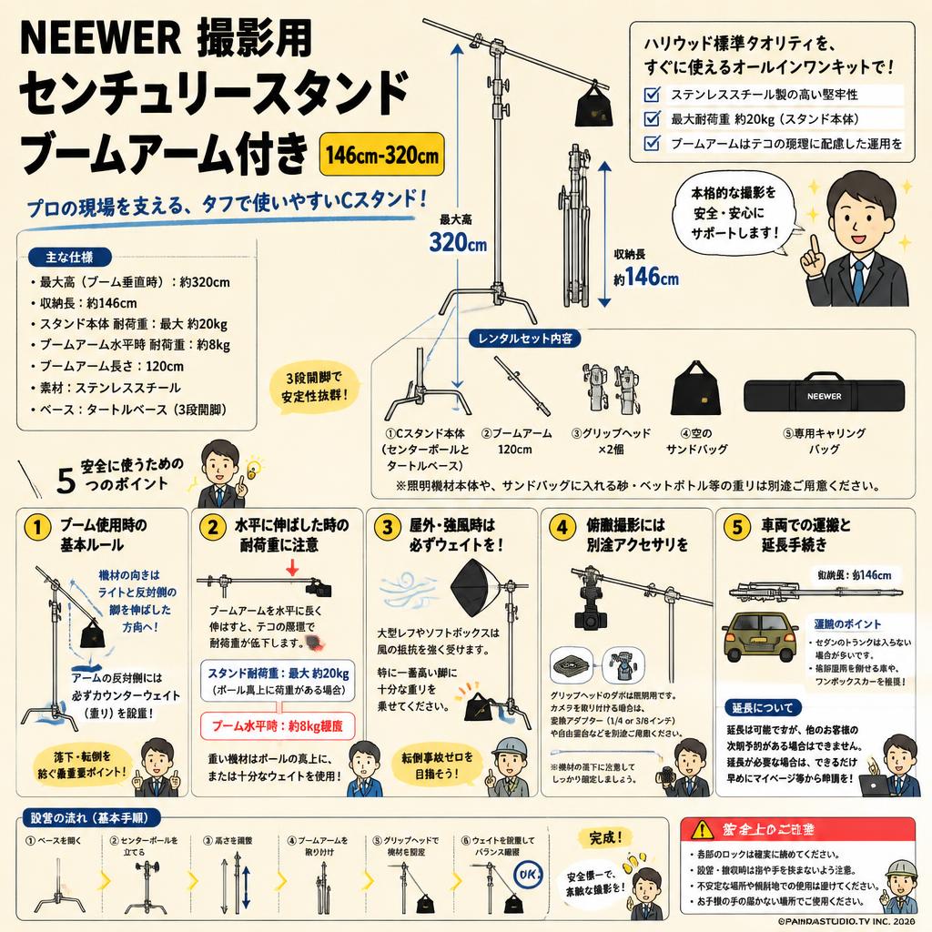 NEEWER 撮影用 センチュリースタンド ブームアーム付き 146cm-320cm FAQ（よくある質問と答え）