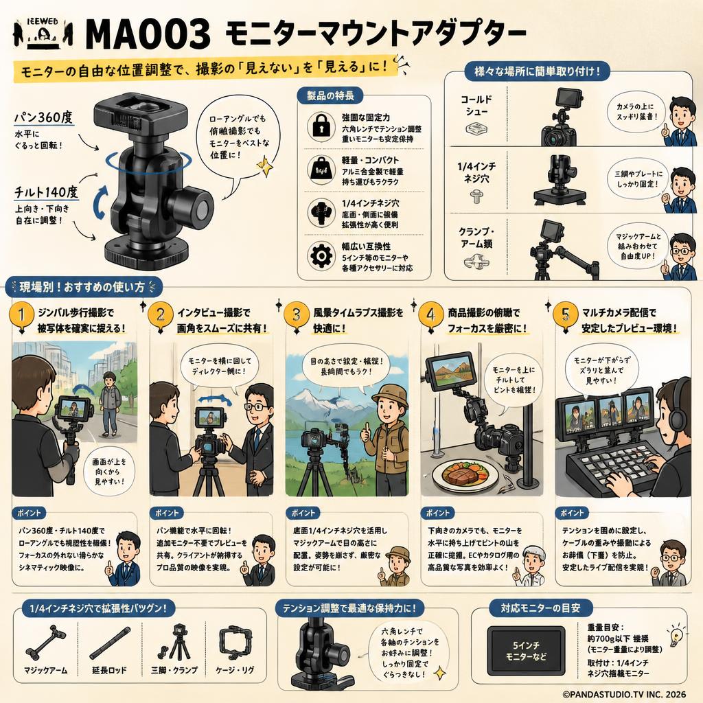 NEEWER MA003 モニターマウントアダプター 用途