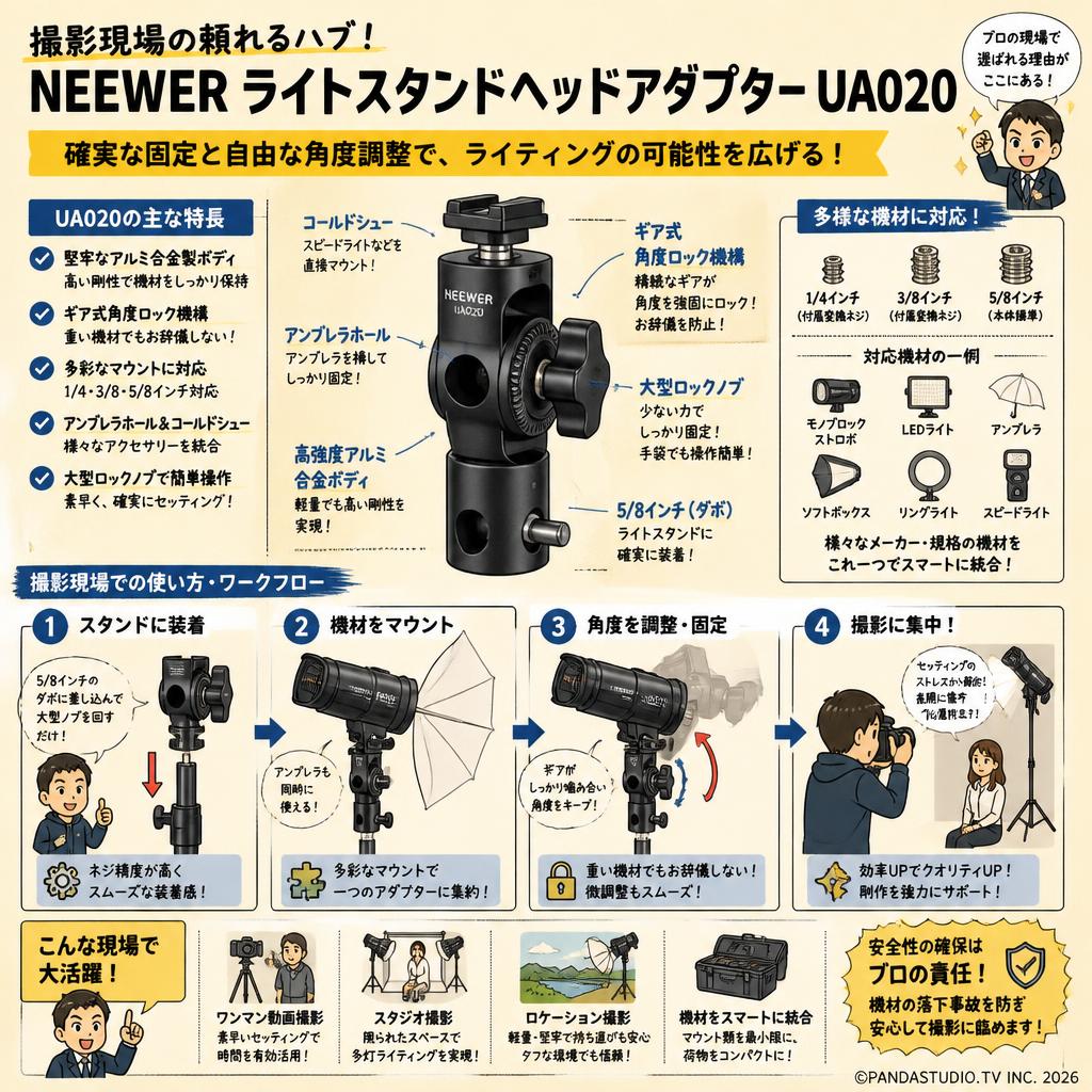 NEEWER ライトスタンドヘッドアダプターUA020 概要