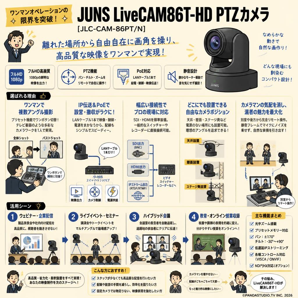 JUNS LiveCAM86T-HD PTZカメラ [JLC-CAM-86PT/N] 概要