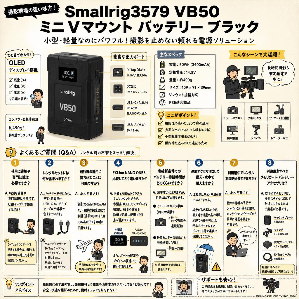 Smallrig3579 VB50 ミニ Vマウント バッテリー ブラック FAQ（よくある質問と答え）