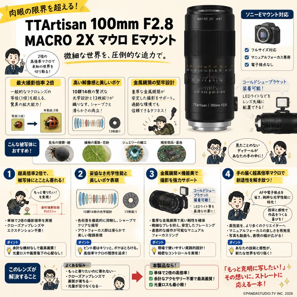 TTArtisan 100mm F2.8 MACRO 2X マクロ Eマウント 概要