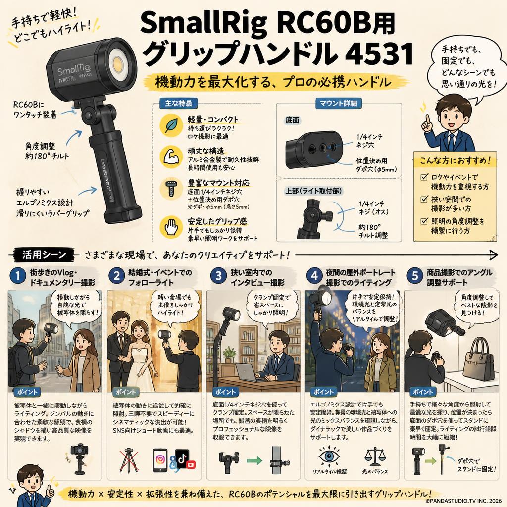 SmallRig RC60B用グリップハンドル 4531 用途