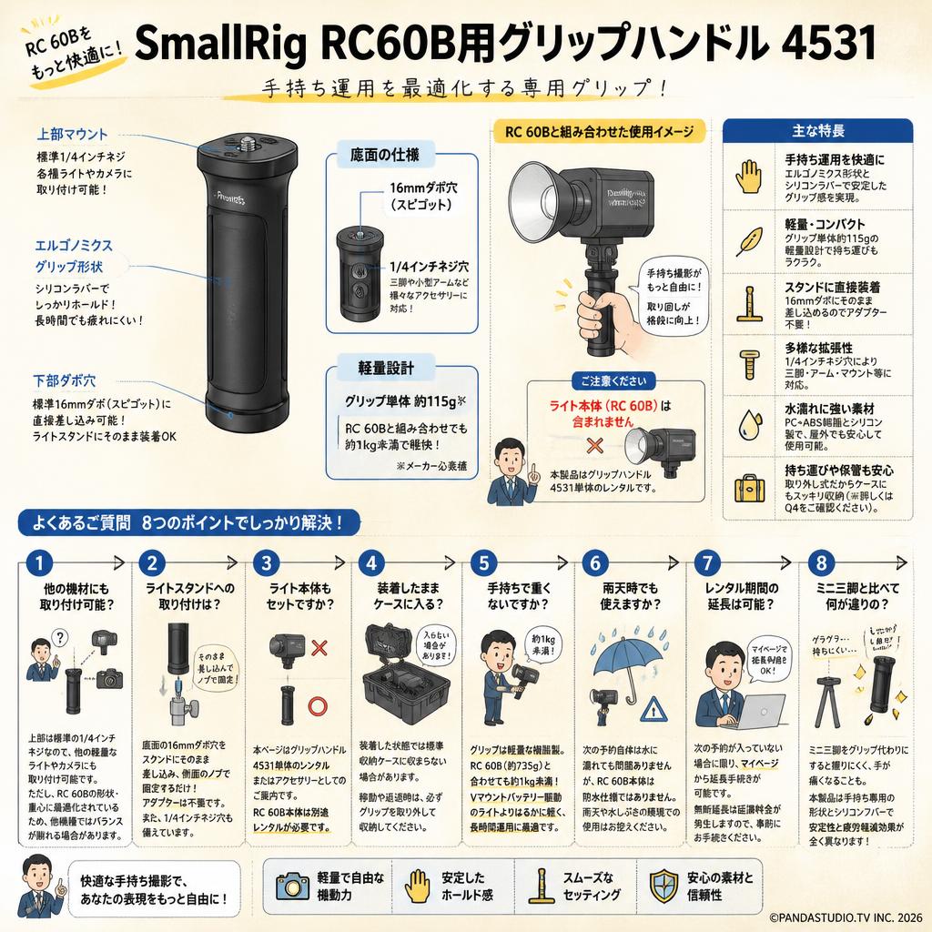 SmallRig RC60B用グリップハンドル 4531 FAQ（よくある質問と答え）