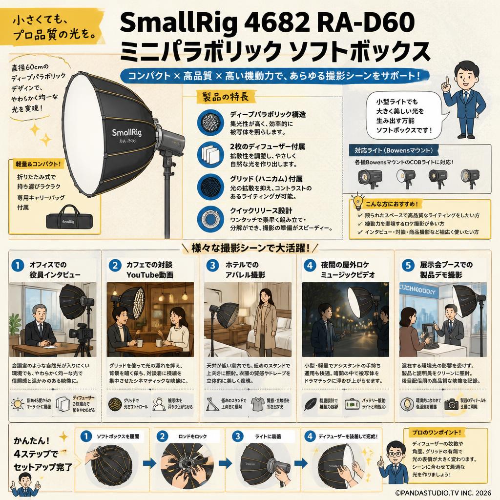 SmallRig4682 RA-D60 ミニパラ ボリック ソフトボックス 用途
