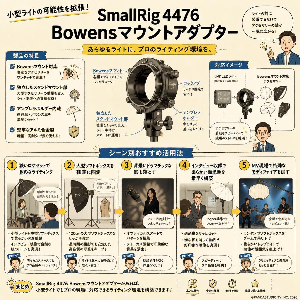 SmallRig4476 Bowensマウントアダプター 用途