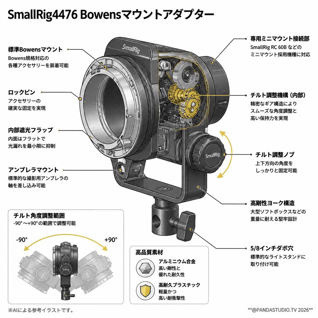 SmallRig4476 Bowensマウントアダプター スペック