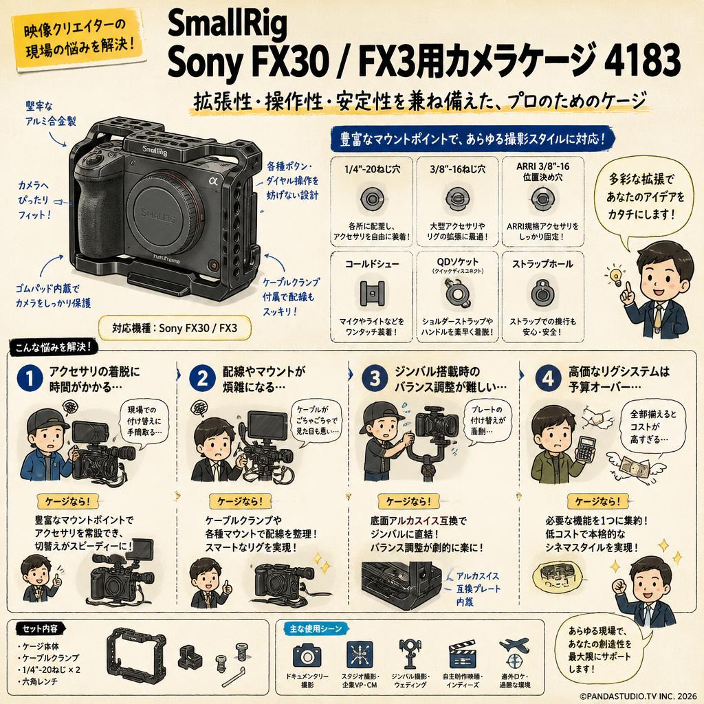 SmallRig Sony FX30 / FX3用カメラケージ 4183 おもな対象のお客様