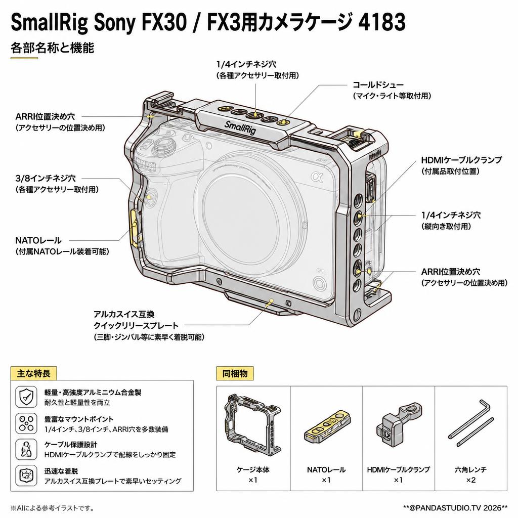 SmallRig Sony FX30 / FX3用カメラケージ 4183 スペック