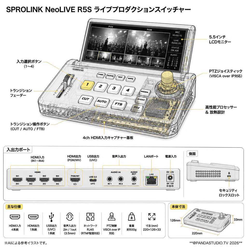 SPROLINK NeoLIVE R5S ライブプロダクションスイッチャー スペック