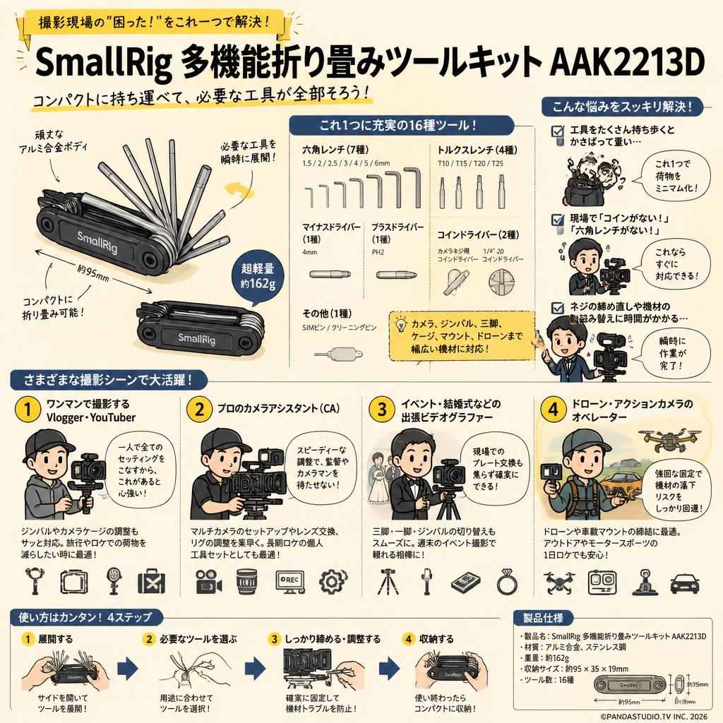 SmallRig 多機能折り畳みツールキット AAK2213D おもな対象のお客様