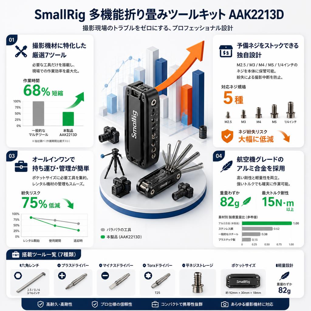 SmallRig 多機能折り畳みツールキット AAK2213D セールスポイント