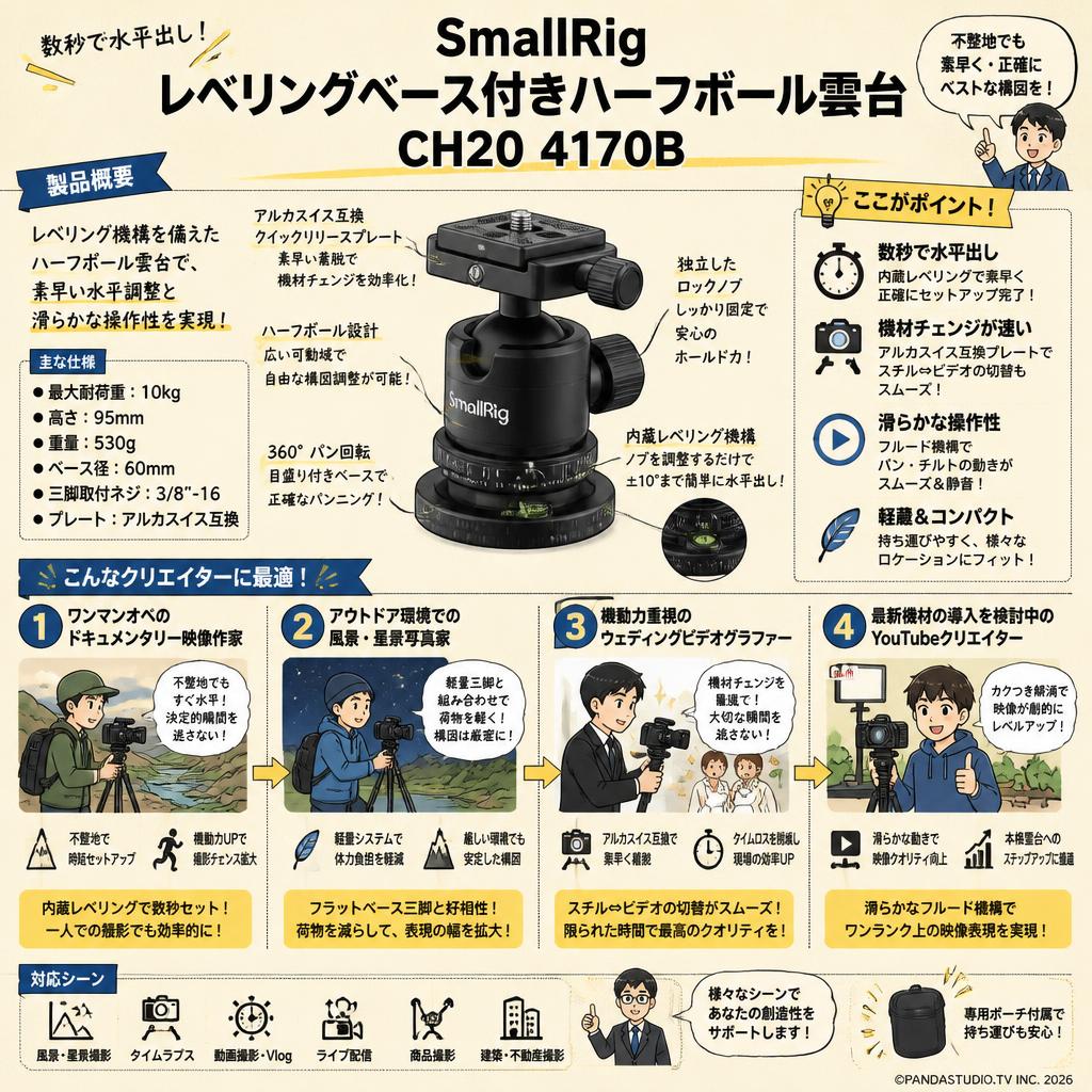SmallRig レベリングベース付きハーフボール雲台 CH20 4170B おもな対象のお客様
