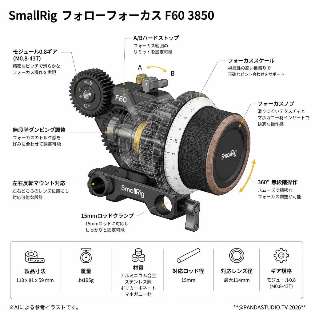 SmallRig フォローフォーカス F60 3850 スペック