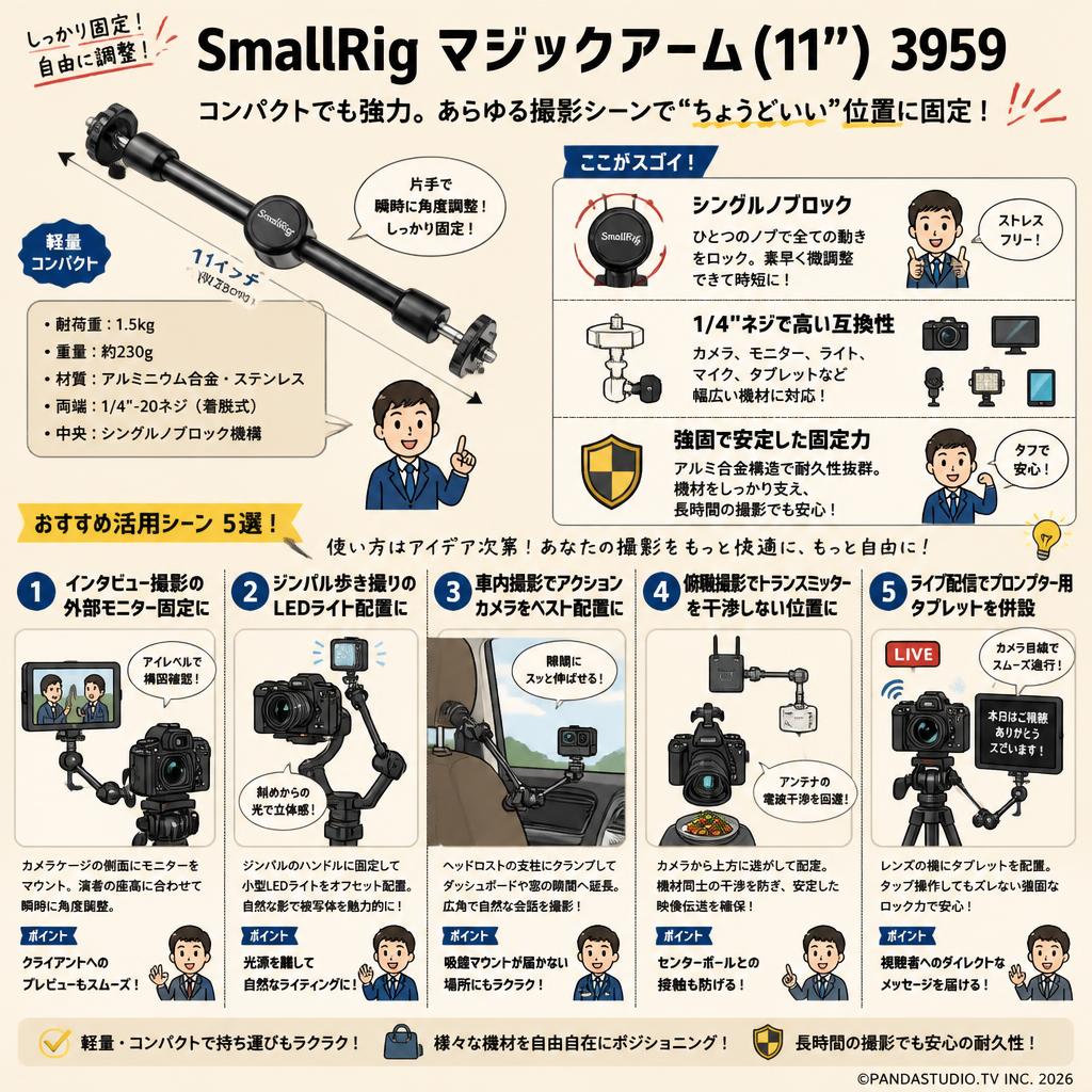 SmallRig マジックアーム (11") 3959 用途