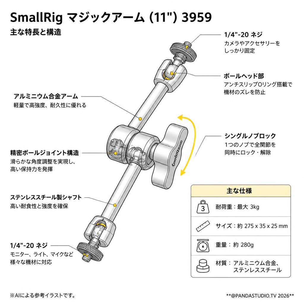 SmallRig マジックアーム (11") 3959 スペック