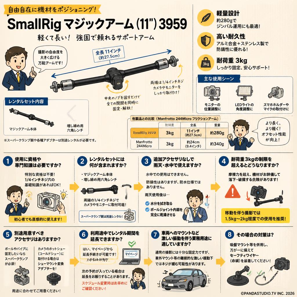 SmallRig マジックアーム (11") 3959 FAQ（よくある質問と答え）