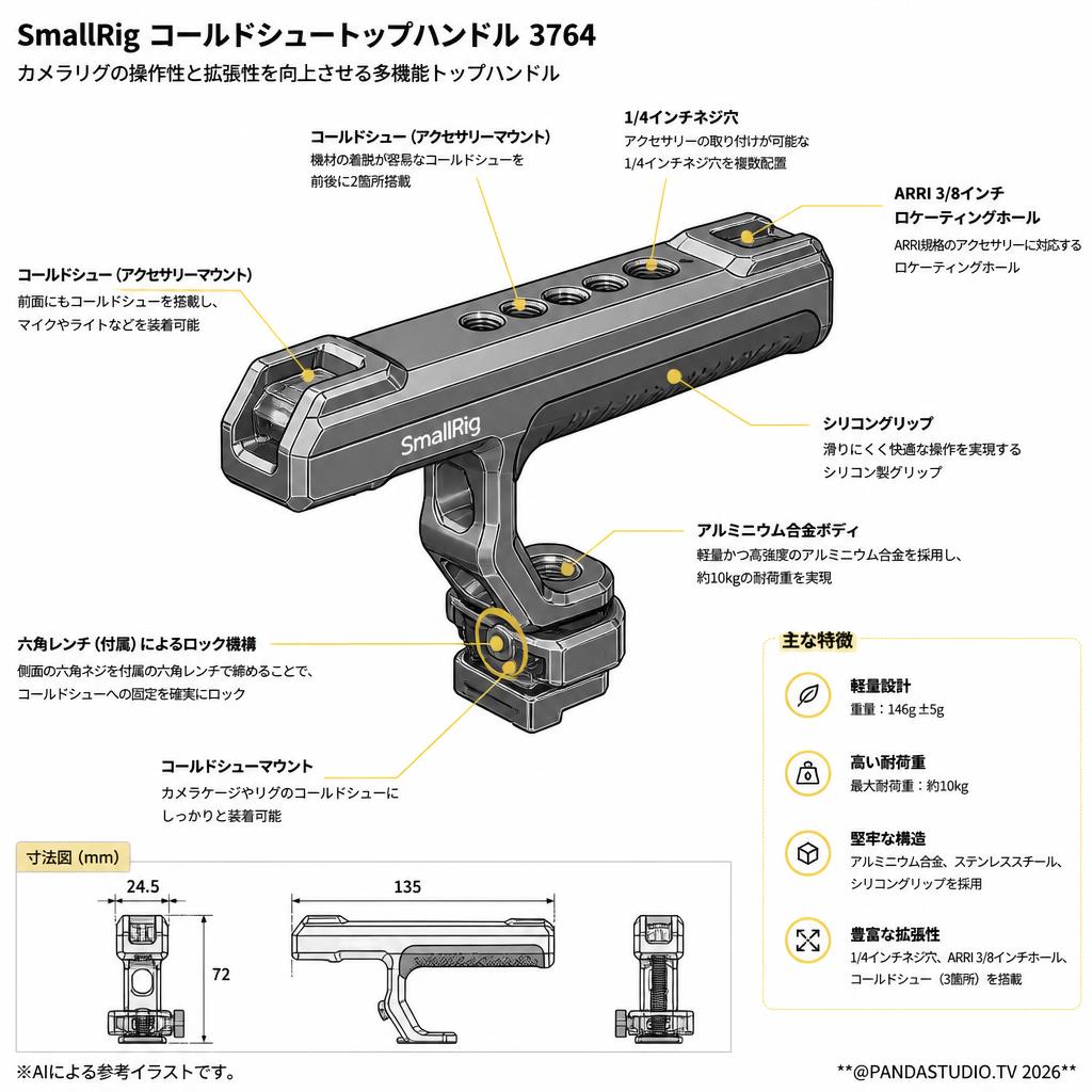 SmallRig コールドシュートップハンドル 3764 スペック