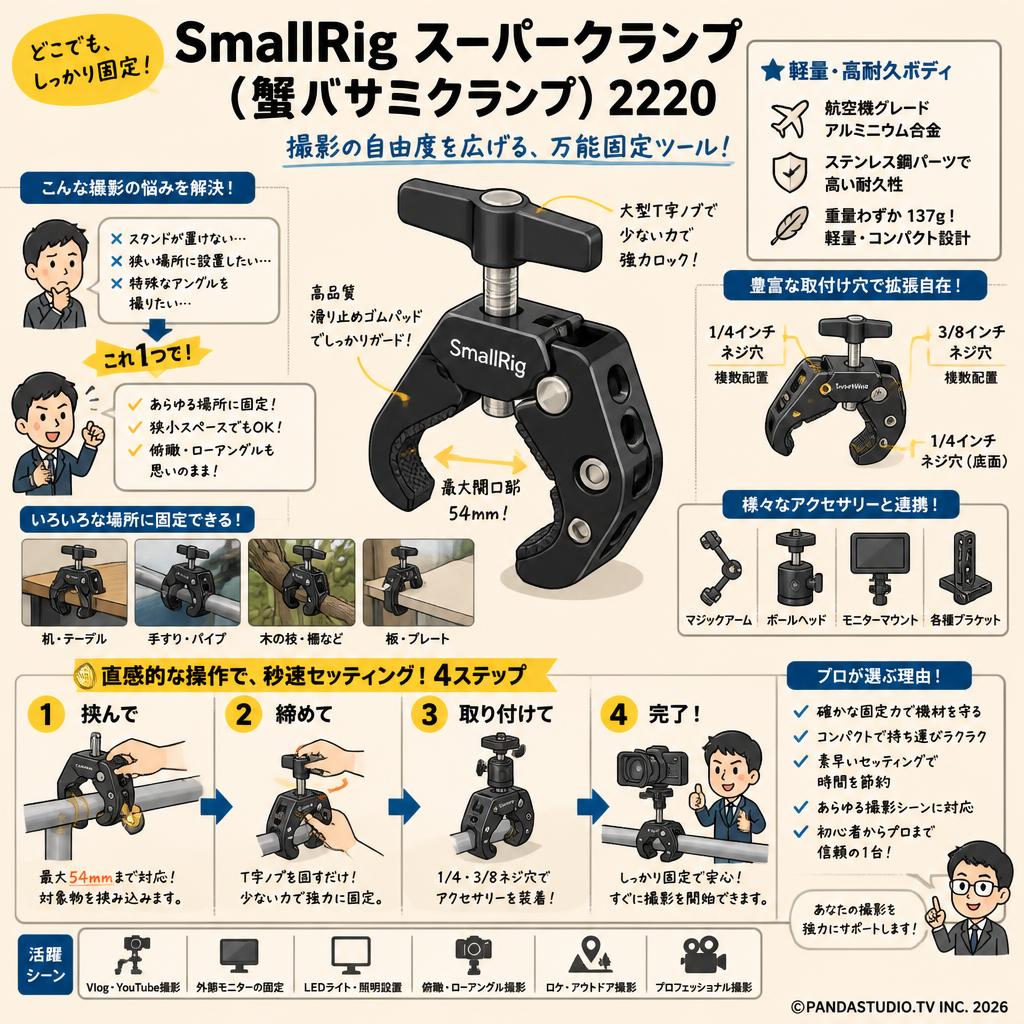 SmallRigスーパークランプ （ 蟹バサミクランプ）2220 概要