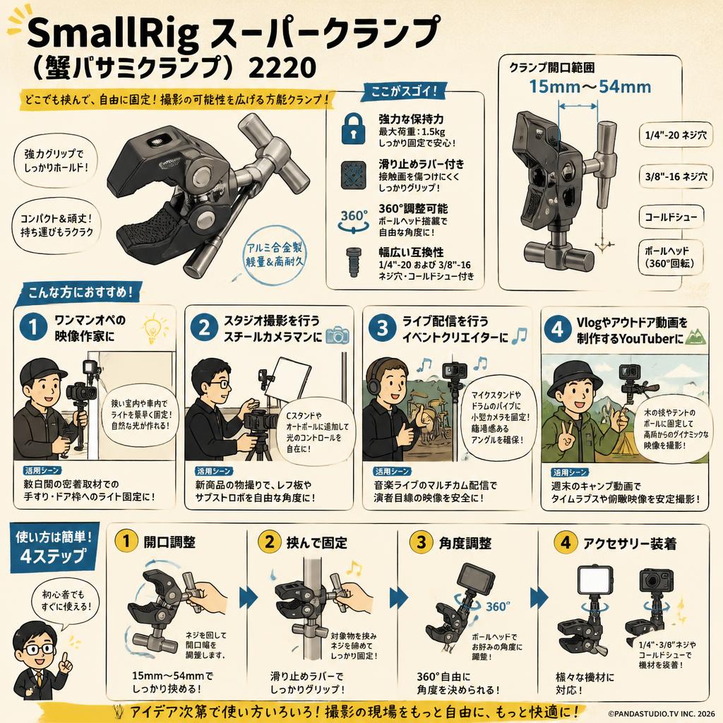SmallRigスーパークランプ （ 蟹バサミクランプ）2220 おもな対象のお客様