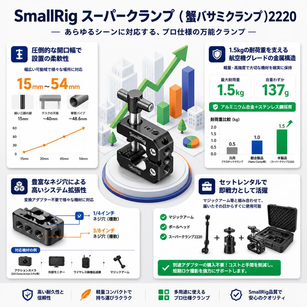SmallRigスーパークランプ （ 蟹バサミクランプ）2220 セールスポイント