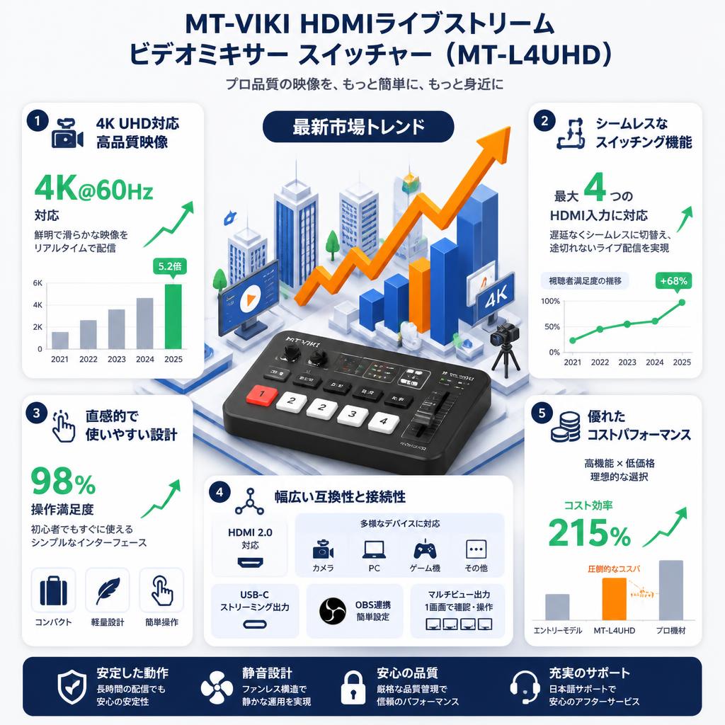 MT-VIKI HDMIライブストリーム ビデオミキサー スイッチャー（ MT-L4UHD） セールスポイント
