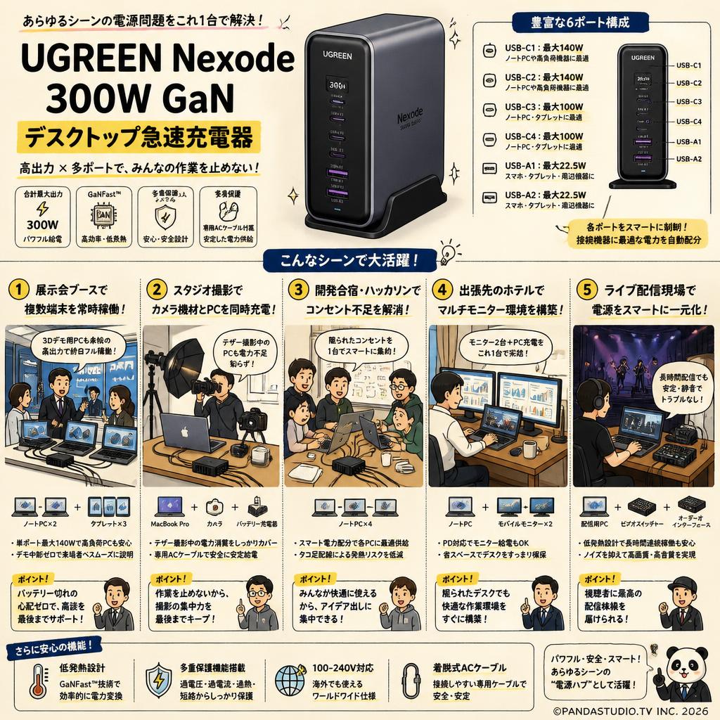UGREEN Nexode 300W GaN デスクトップ急速充電器 用途