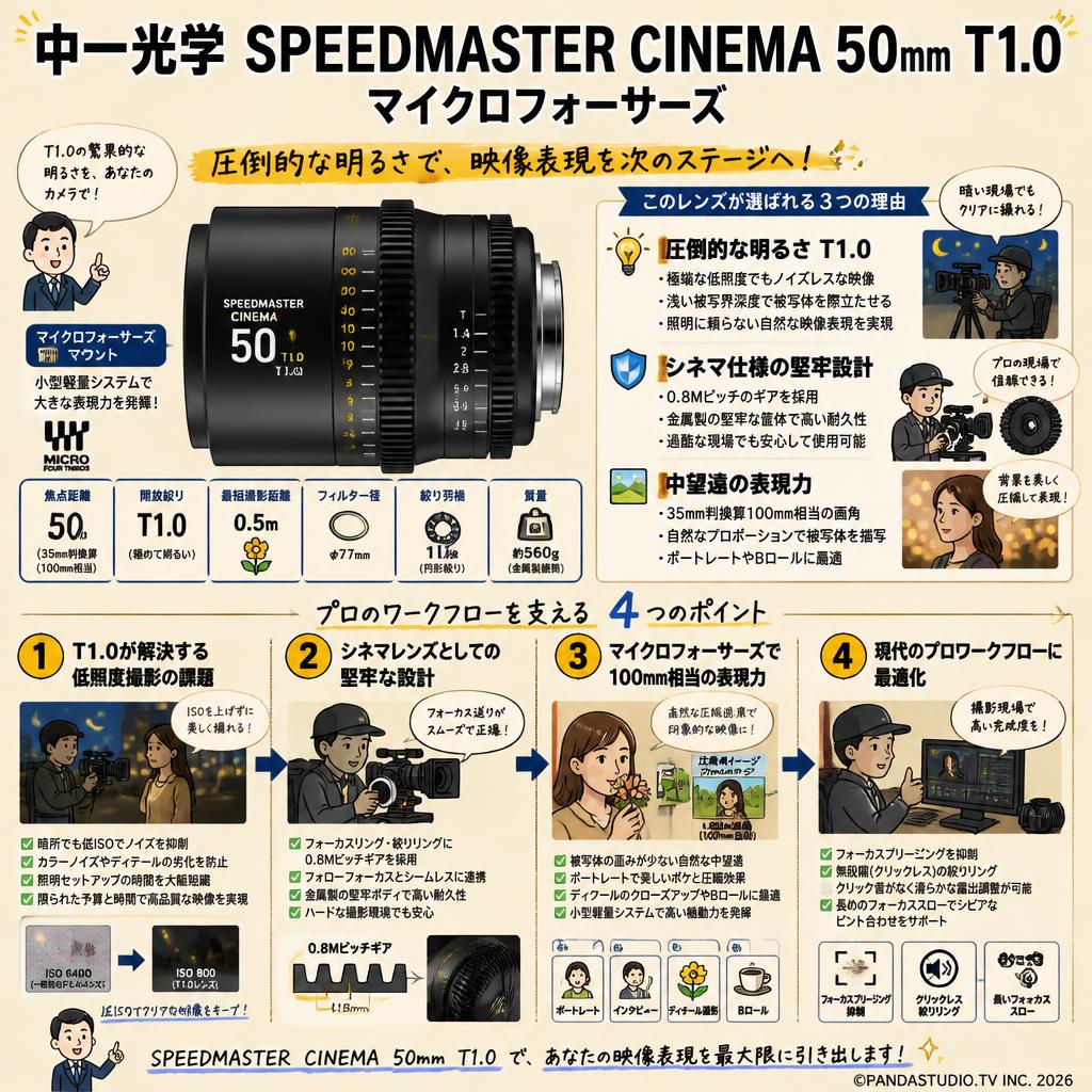 中一光学 SPEEDMASTER CINEMA 50mm T1.0 マイクロフォーサーズ 概要