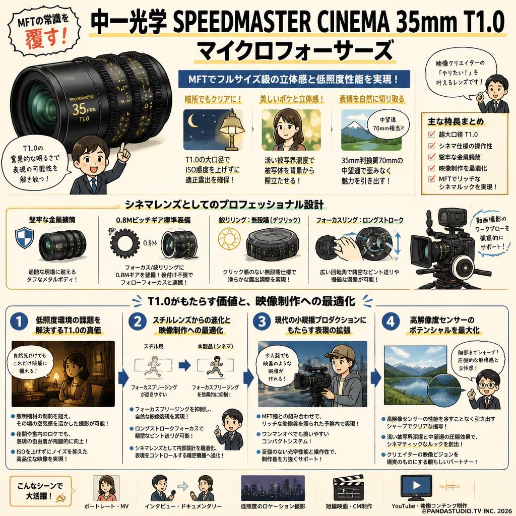 中一光学 SPEEDMASTER CINEMA 35mm T1.0 マイクロフォーサーズ 概要